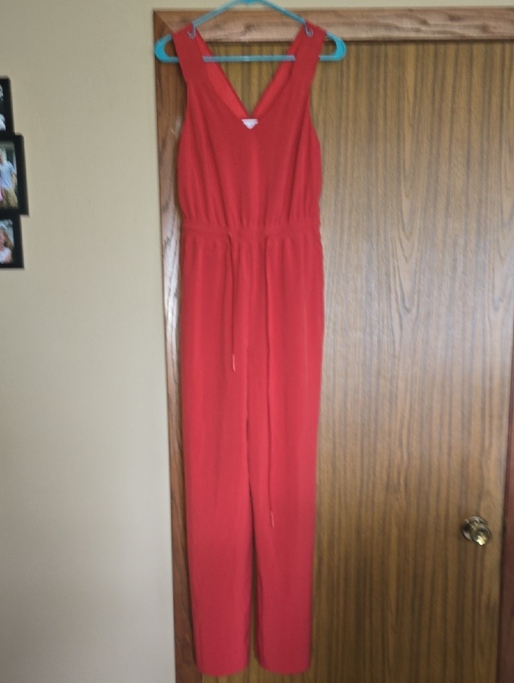 Athleta Red Sleeveless V-Neck Jumpsuit